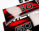 Vinyl graphic decals set suitable for Mercury 60 hp two stroke outboard engine. Vinyl stickers kit for Mercury 60 hp Handmade