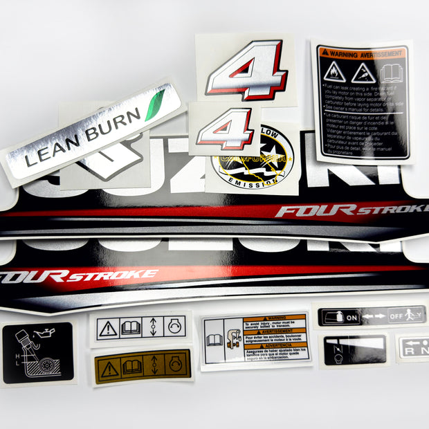Vinyl graphic silver shimmer decals set suitable for Suzuki 4 hp four stroke outboard engine. Vinyl stickers kit for suzuki 4 hp four stroke Handmade
