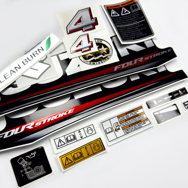 Vinyl graphic silver shimmer decals set suitable for Suzuki 4 hp four stroke outboard engine. Vinyl stickers kit for suzuki 4 hp four stroke Handmade