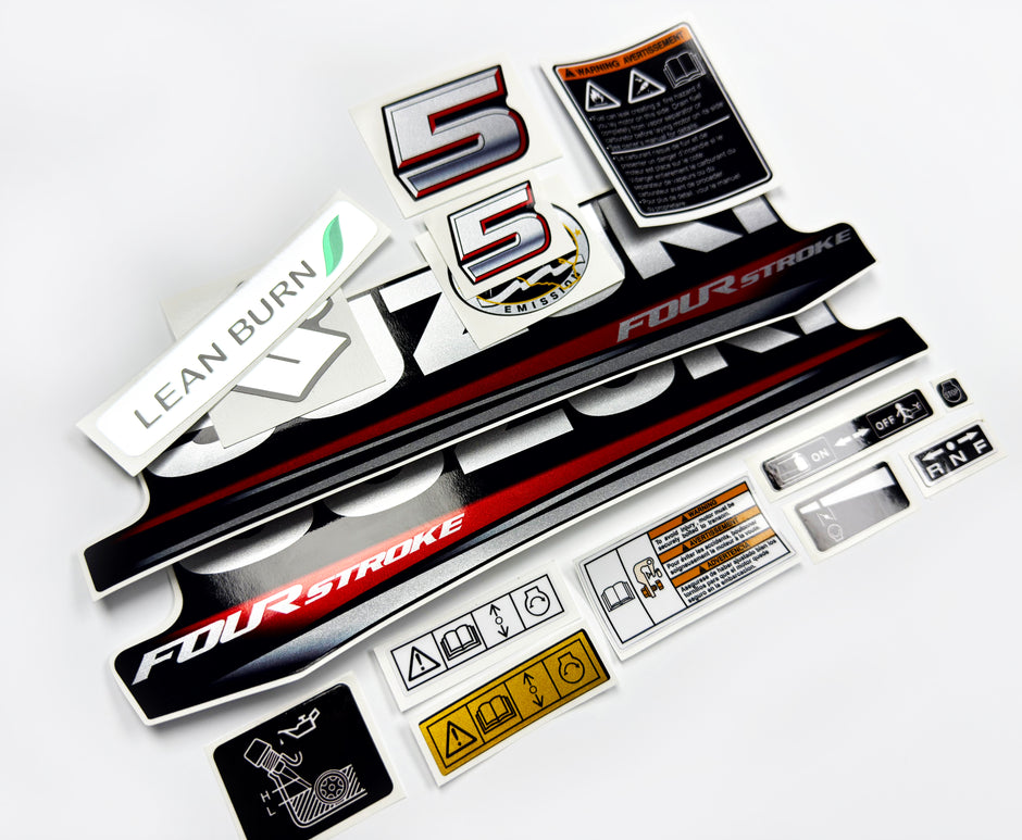 Vinyl graphic silver shimmer decals set suitable for Suzuki 5 hp four stroke outboard engine. Vinyl stickers kit for Suzuki 5 hp four stroke Handmade