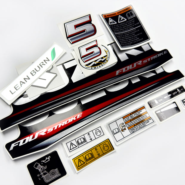Vinyl graphic silver shimmer decals set suitable for Suzuki 5 hp four stroke outboard engine. Vinyl stickers kit for Suzuki 5 hp four stroke Handmade
