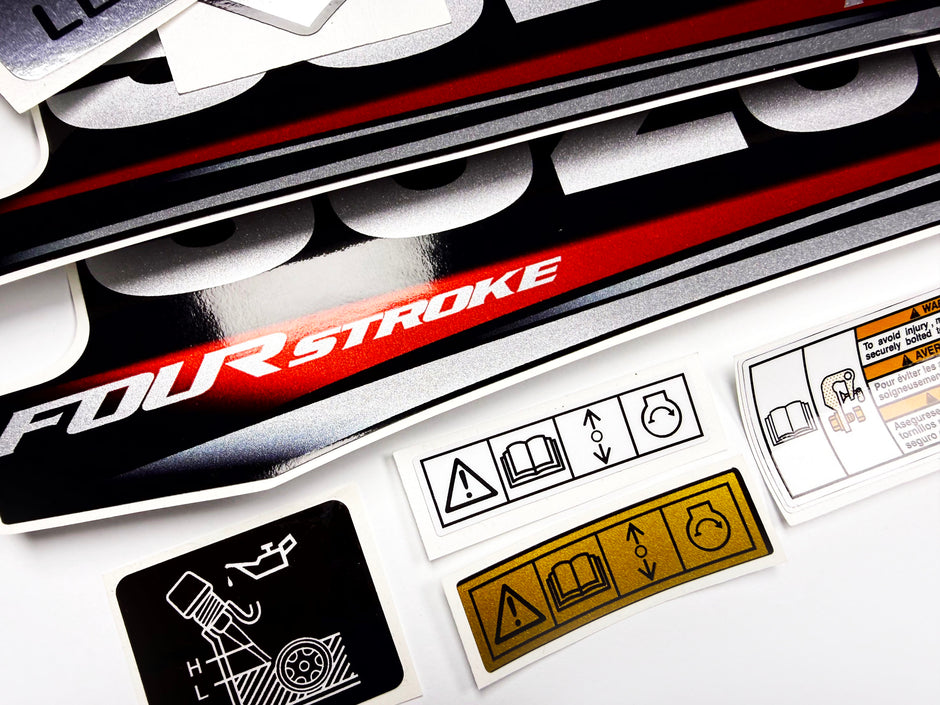 Vinyl graphic silver shimmer decals set suitable for Suzuki 5 hp four stroke outboard engine. Vinyl stickers kit for Suzuki 5 hp four stroke Handmade