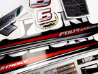 Vinyl graphic silver red shimmer decals set suitable for Suzuki 6 hp four stroke outboard engine. Vinyl stickers kit for suzuki 6 hp four stroke Handmade