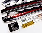 Vinyl graphic silver red shimmer decals set suitable for Suzuki 6 hp four stroke outboard engine. Vinyl stickers kit for suzuki 6 hp four stroke Handmade