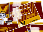 Vinyl graphic decals red and gold set suitable for Suzuki 150 hp super six outboard engine. Vinyl stickers kit for suzuki 150 hp Handmade
