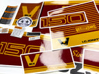 Vinyl graphic decals red and gold set suitable for Suzuki 150 hp super six outboard engine. Vinyl stickers kit for suzuki 150 hp Handmade