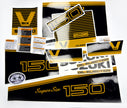 Vinyl graphic decals black gold set suitable for Suzuki 150 hp super six outboard engine. Vinyl stickers kit for suzuki 150 hp Handmade