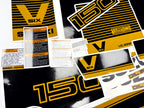 Vinyl graphic decals black gold set suitable for Suzuki 150 hp super six outboard engine. Vinyl stickers kit for suzuki 150 hp Handmade