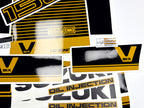 Vinyl graphic decals black gold set suitable for Suzuki 150 hp super six outboard engine. Vinyl stickers kit for suzuki 150 hp Handmade