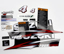 Vinyl graphic decals set suitable for Suzuki 4 hp four stroke outboard engine. Vinyl stickers kit for Suzuki 4 hp four stroke Handmade