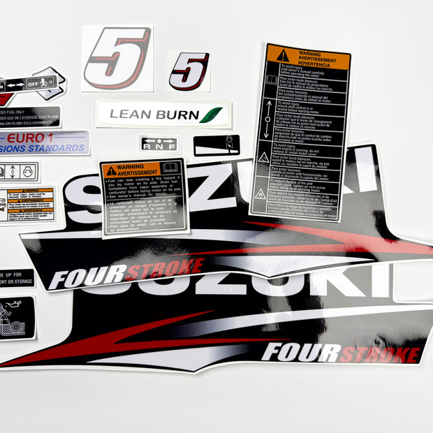 Vinyl graphic decals set suitable for Suzuki 5 hp four stroke outboard engine. Vinyl stickers kit for Suzuki 5 hp four stroke Handmade