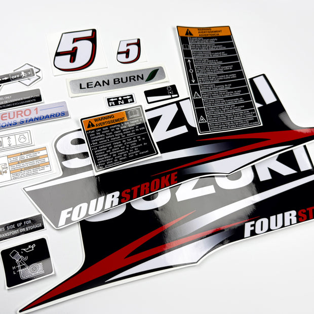 Vinyl graphic decals set suitable for Suzuki 5 hp four stroke outboard engine. Vinyl stickers kit for Suzuki 5 hp four stroke Handmade