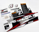 Vinyl graphic red decals set suitable for Suzuki 8 hp four stroke outboard engine. Vinyl stickers kit for Suzuki 8 hp four stroke Handmade