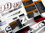 Vinyl graphic decals set suitable for Suzuki 9.9 hp four stroke outboard engine. Vinyl stickers kit for suzuki 9.9 hp four stroke Handmade