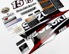 Vinyl graphic decals set suitable for Suzuki 15 hp four stroke outboard engine. Vinyl stickers kit for suzuki 15 hp four stroke Handmade