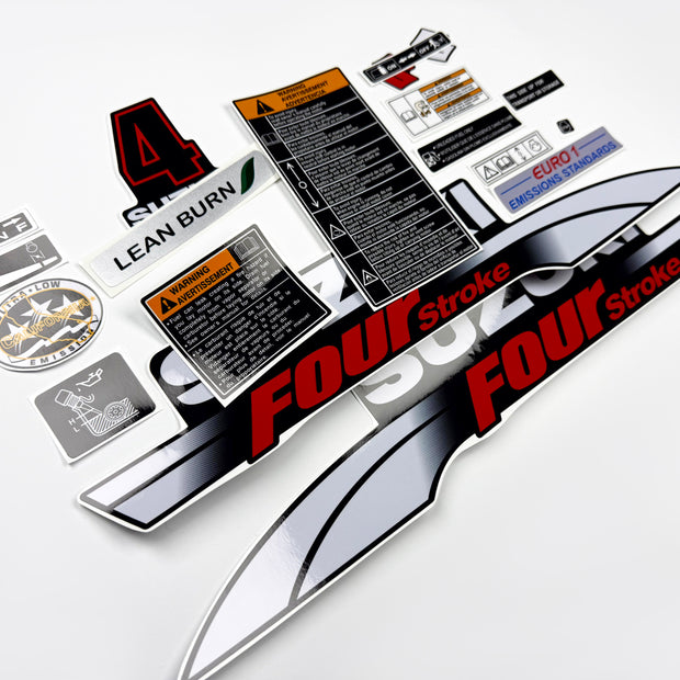 Vinyl graphic decals set suitable for Suzuki 4 hp four stroke outboard engine. Vinyl stickers kit for Suzuki 4 hp four stroke Handmade