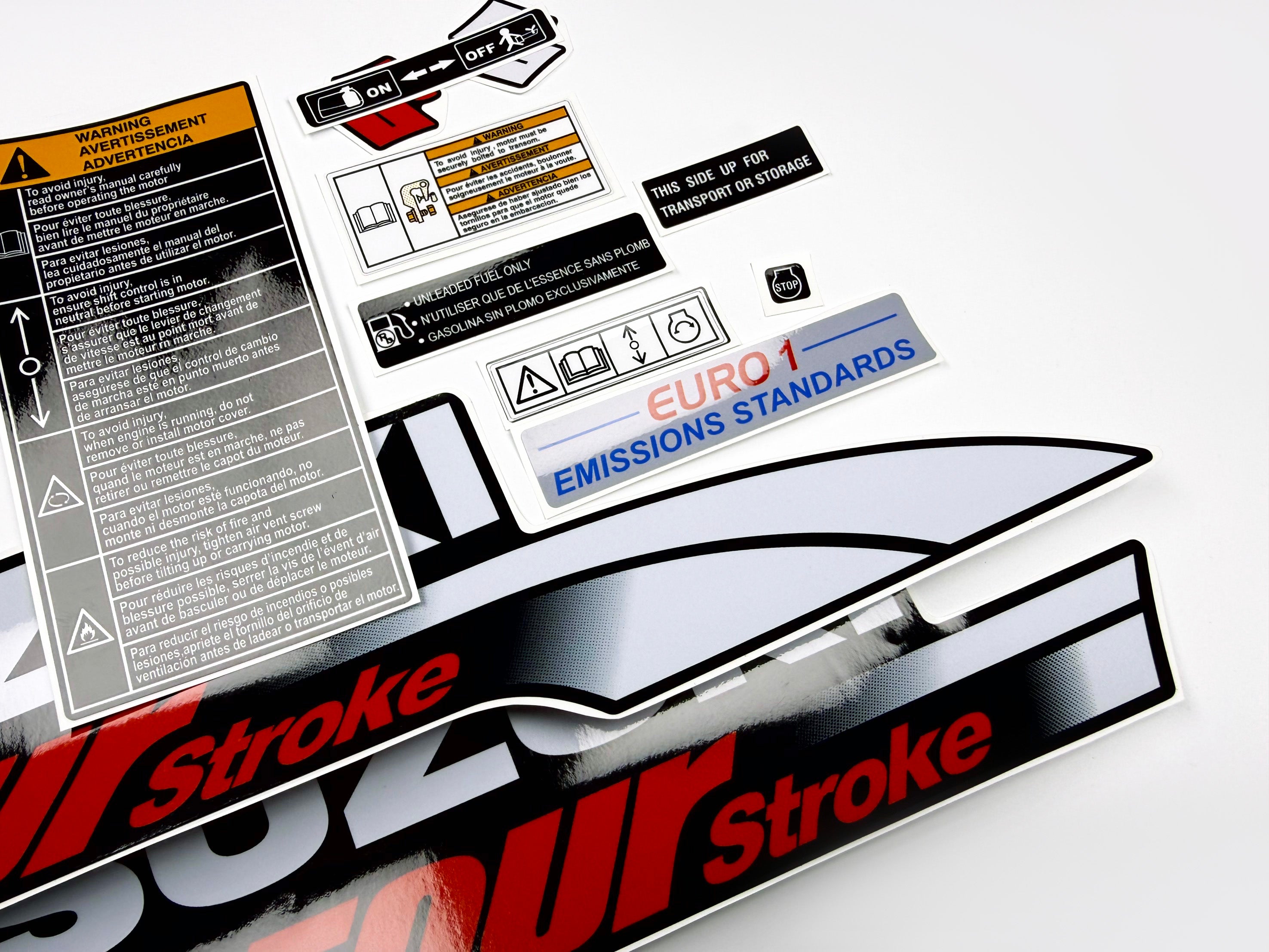 Vinyl graphic decals set suitable for Suzuki 4 hp four stroke outboard engine. Vinyl stickers kit for Suzuki 4 hp four stroke Handmade