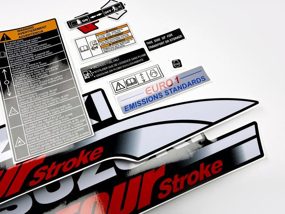 Vinyl graphic decals set suitable for Suzuki 4 hp four stroke outboard engine. Vinyl stickers kit for Suzuki 4 hp four stroke Handmade