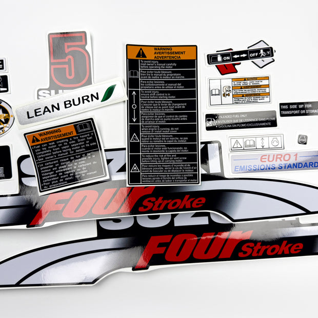Vinyl graphic decals set suitable for Suzuki 5 hp four stroke outboard engine. Vinyl stickers kit for Suzuki 5 hp four stroke Handmade