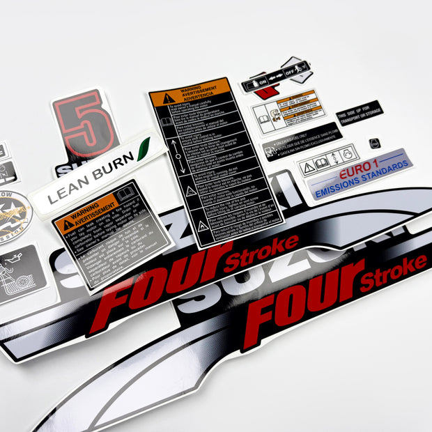 Vinyl graphic decals set suitable for Suzuki 5 hp four stroke outboard engine. Vinyl stickers kit for Suzuki 5 hp four stroke Handmade