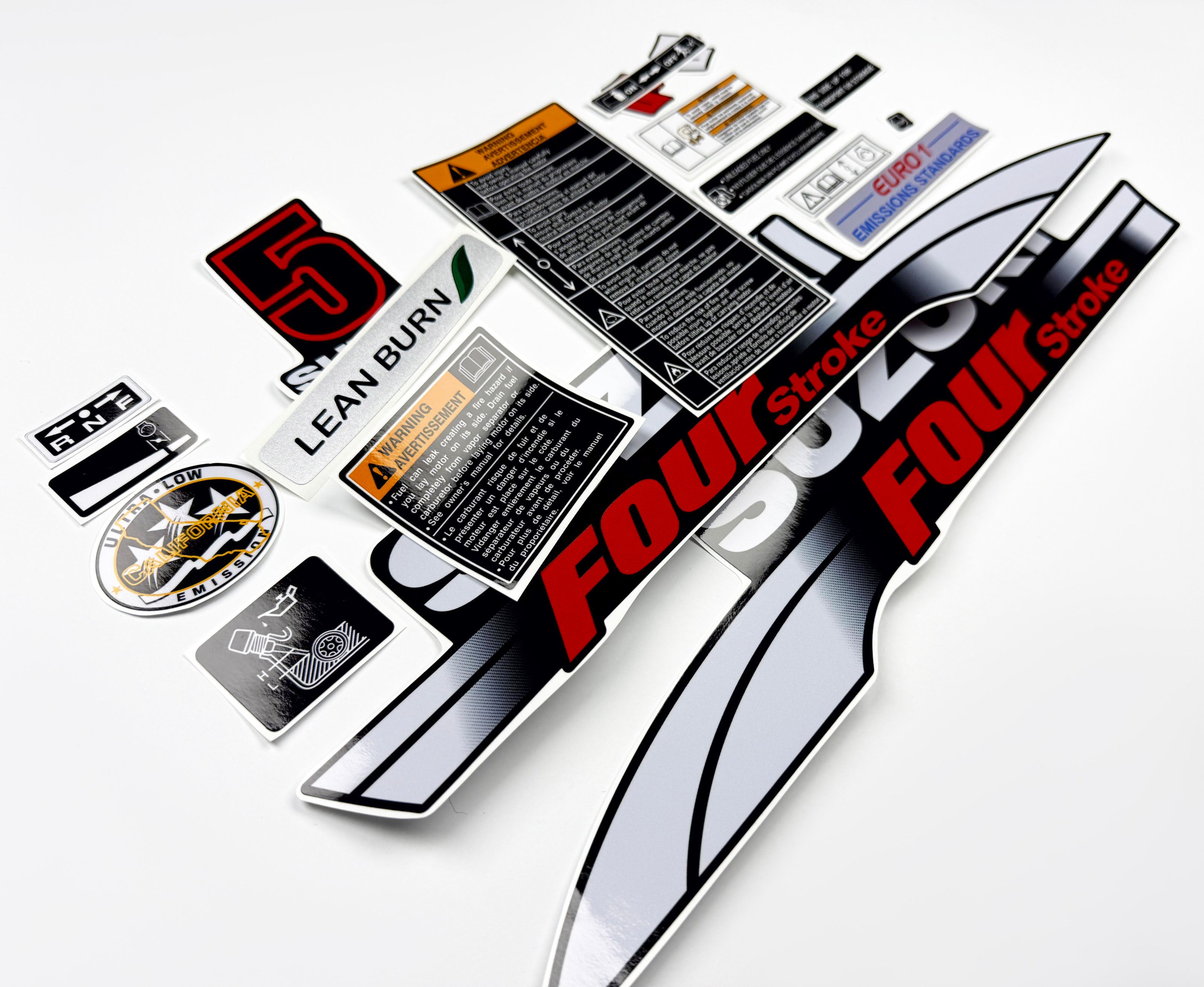 Vinyl graphic decals set suitable for Suzuki 5 hp four stroke outboard engine. Vinyl stickers kit for Suzuki 5 hp four stroke Handmade
