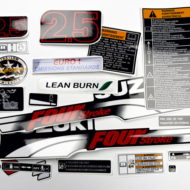 Vinyl graphic decals set suitable for Suzuki 2.5 hp four stroke outboard engine. Vinyl stickers kit for Suzuki 2.5 hp four stroke Handmade