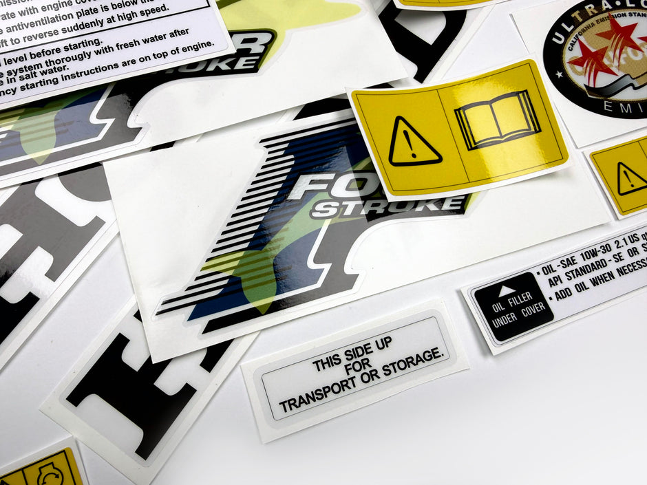 Vinyl graphic decals set suitable for Honda 8 hp four stroke outboard engine. Vinyl stickers kit for Honda 8 hp four stroke Handmade