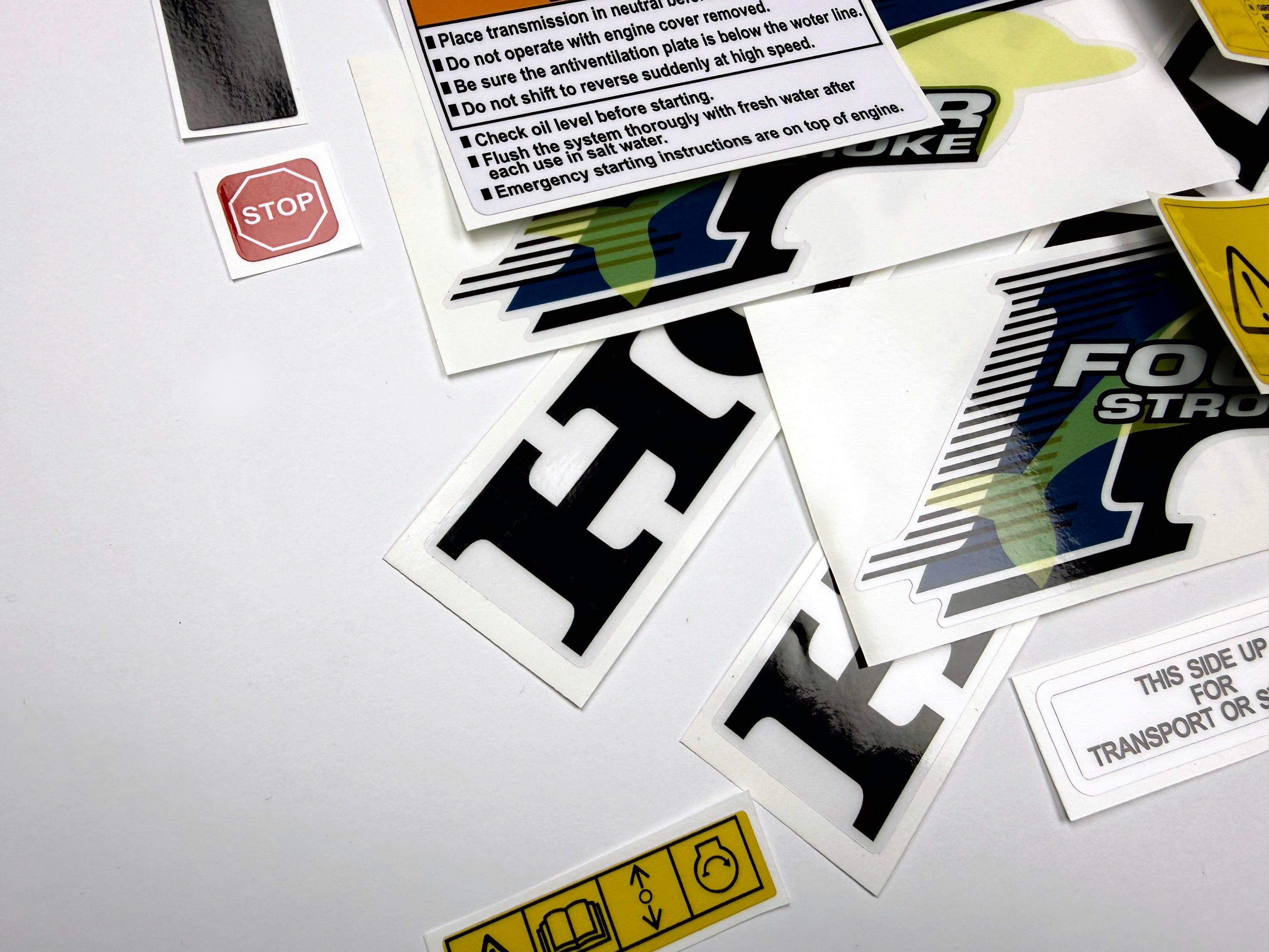 Vinyl graphic decals set suitable for Honda 8 hp four stroke outboard engine. Vinyl stickers kit for Honda 8 hp four stroke Handmade