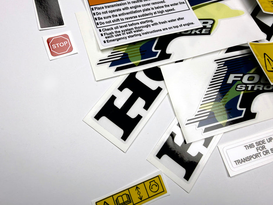 Vinyl graphic decals set suitable for Honda 8 hp four stroke outboard engine. Vinyl stickers kit for Honda 8 hp four stroke Handmade
