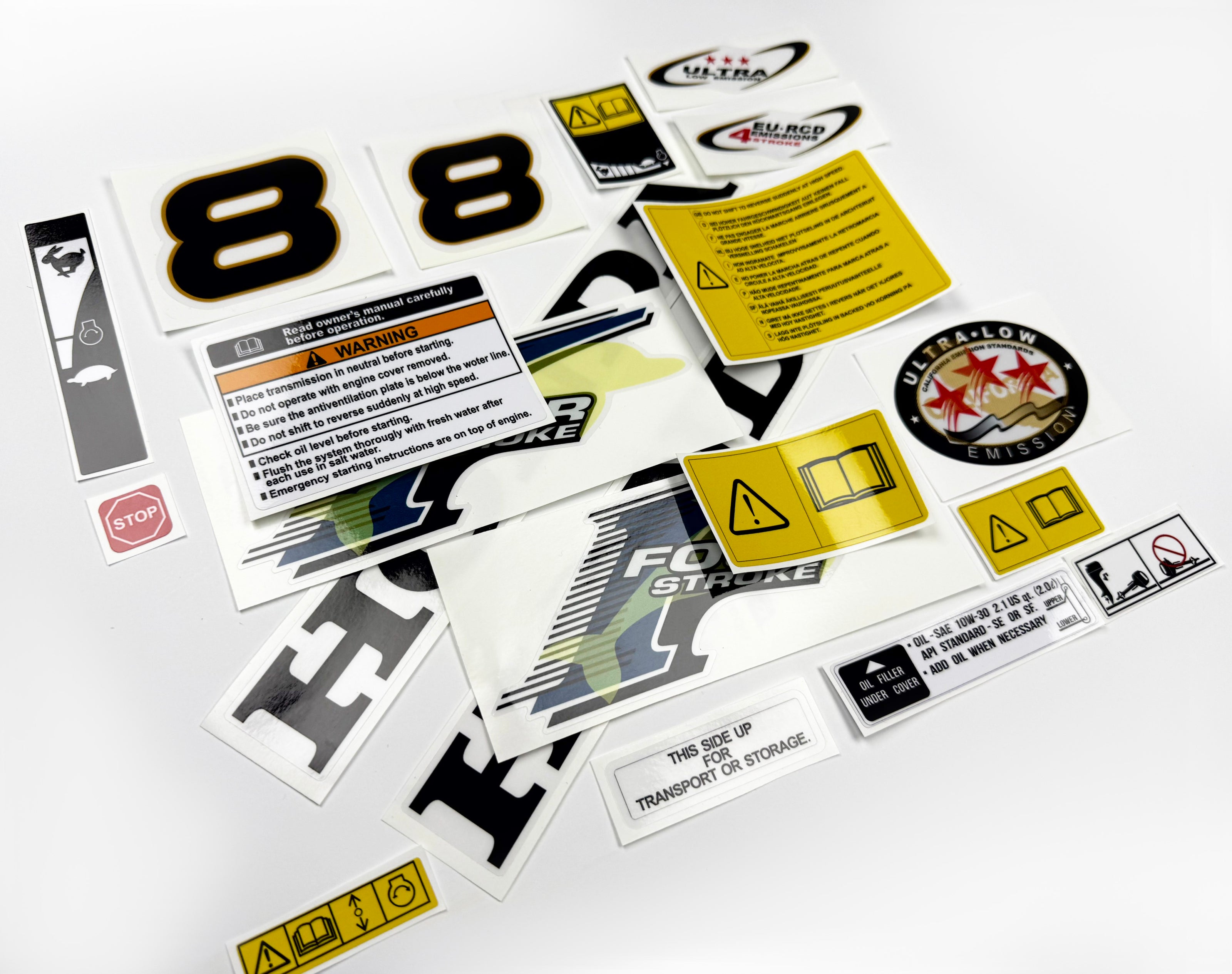 Vinyl graphic decals set suitable for Honda 8 hp four stroke outboard engine. Vinyl stickers kit for Honda 8 hp four stroke Handmade