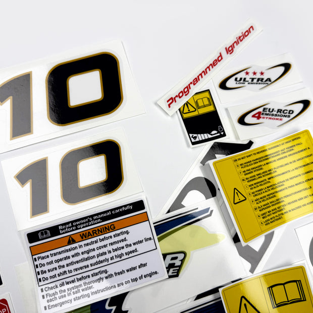 Vinyl graphic decals set suitable for Honda 10 hp four stroke outboard engine. Vinyl stickers kit for Honda 10 hp four stroke Handmade
