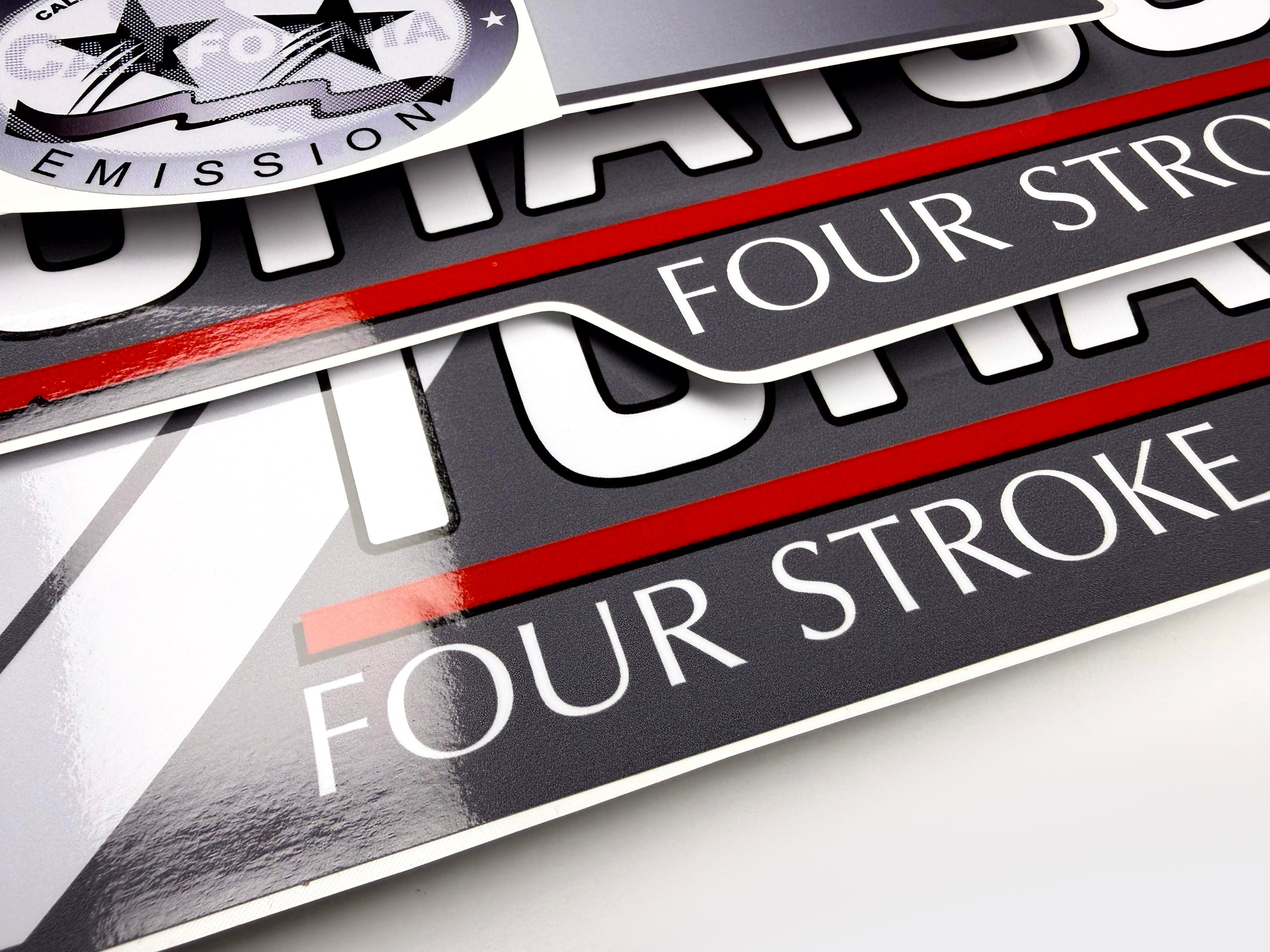 Vinyl graphic grey color decals set suitable for Tohatsu 9.9 hp four stroke outboard engine. Vinyl stickers kit for Tohatsu 9.9 hp four stroke Handmade
