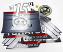 Vinyl graphic grey color decals set suitable for Tohatsu 15 hp four stroke outboard engine. Vinyl stickers kit for Tohatsu 15 hp four stroke Handmade