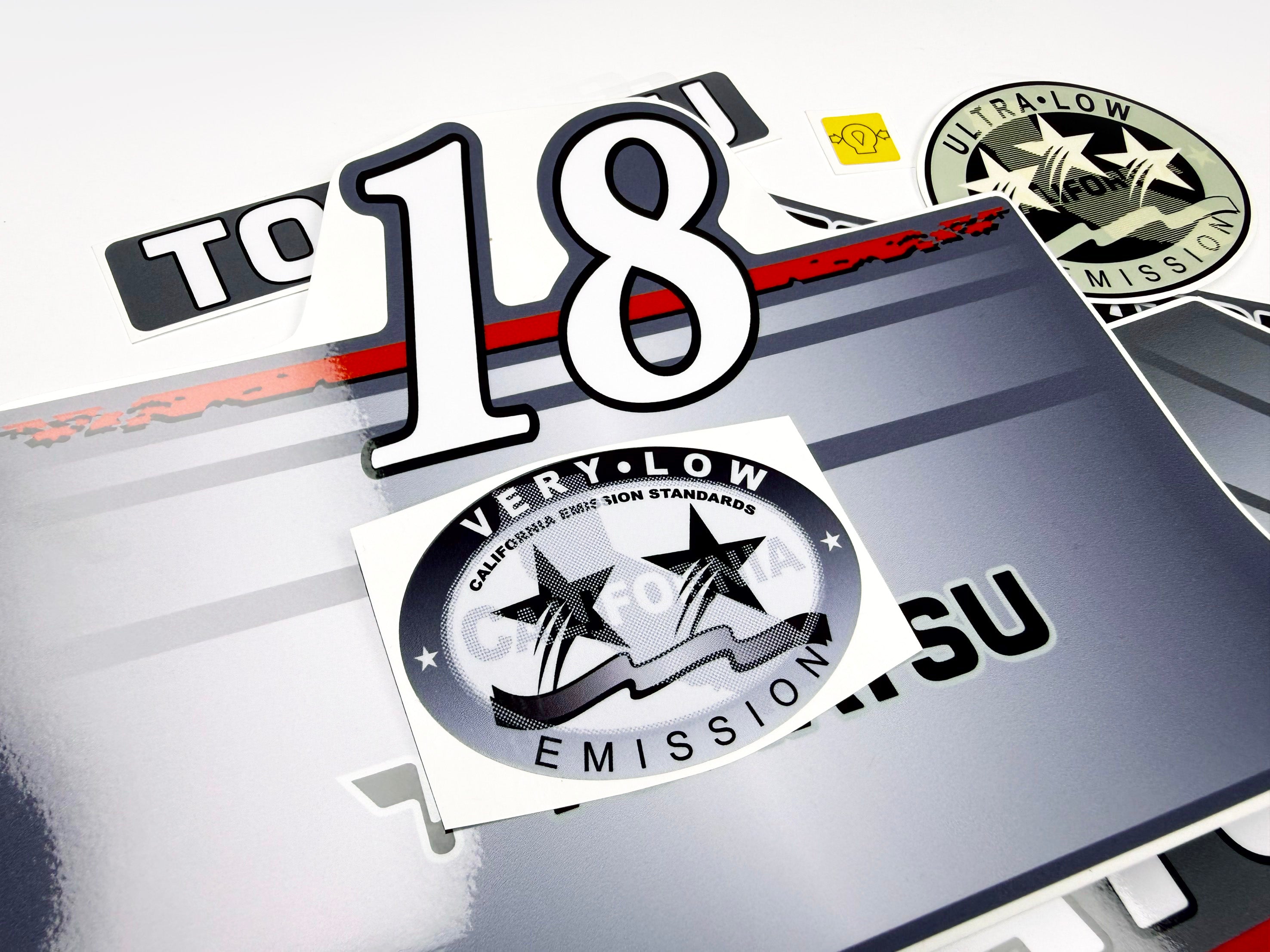 Vinyl graphic grey color decals set suitable for Tohatsu 18 hp four stroke outboard engine. Vinyl stickers kit for Tohatsu 18 hp four stroke Handmade