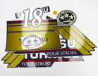Vinyl graphic gold color decals set suitable for Tohatsu 18 hp four stroke outboard engine. Vinyl stickers kit for Tohatsu 18 hp four stroke Handmade