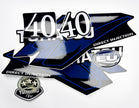 Vinyl graphic blue decals set suitable for Tohatsu 40 hp two stroke outboard engine. Vinyl stickers kit for Tohatsu 40 hp two stroke Handmade
