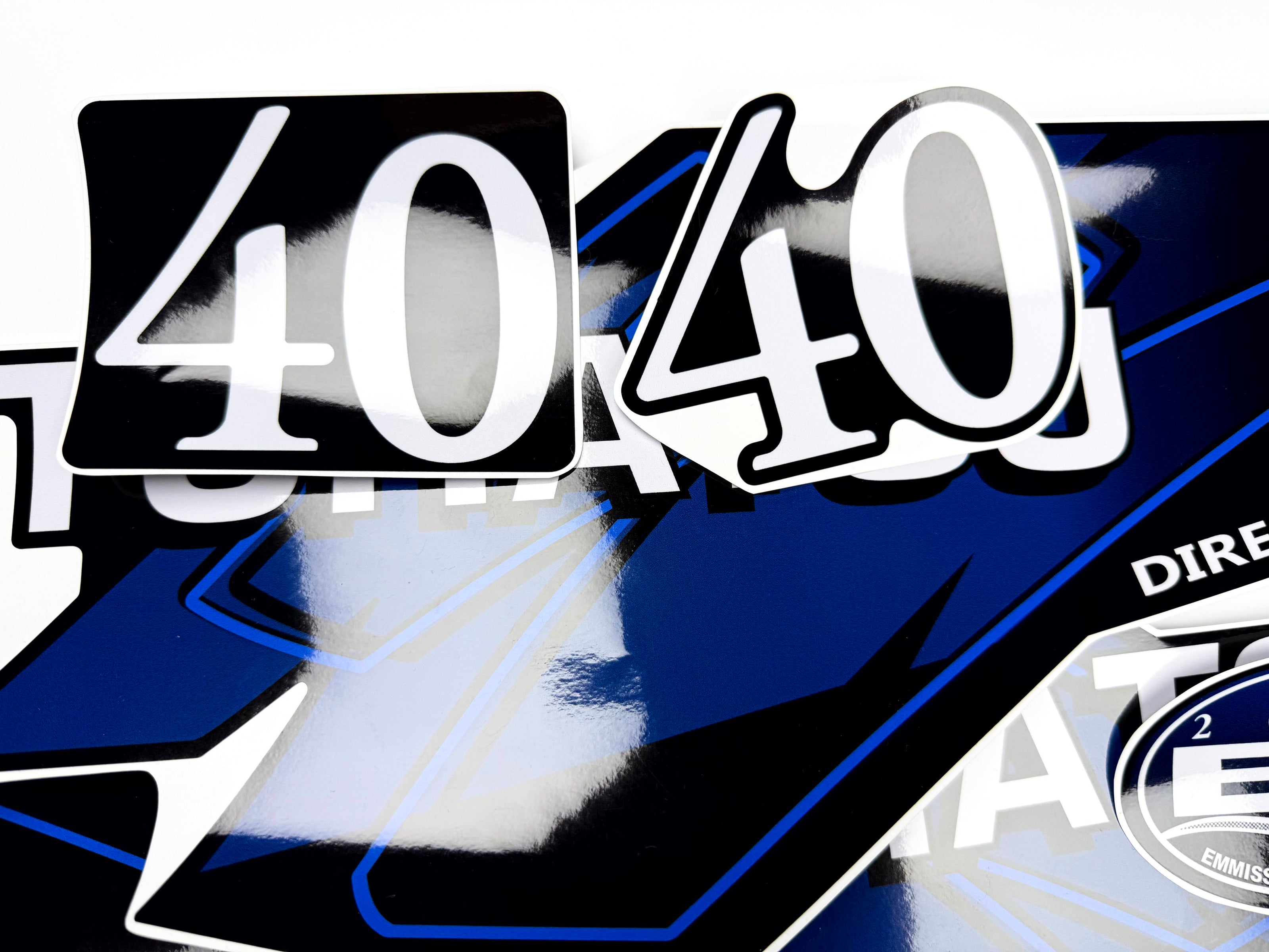 Vinyl graphic blue decals set suitable for Tohatsu 40 hp two stroke outboard engine. Vinyl stickers kit for Tohatsu 40 hp two stroke Handmade