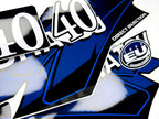 Vinyl graphic blue decals set suitable for Tohatsu 40 hp two stroke outboard engine. Vinyl stickers kit for Tohatsu 40 hp two stroke Handmade