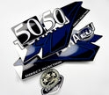 Vinyl graphic blue decals set suitable for Tohatsu 50 hp two stroke outboard engine. Vinyl stickers kit for Tohatsu 50 hp two stroke Handmade