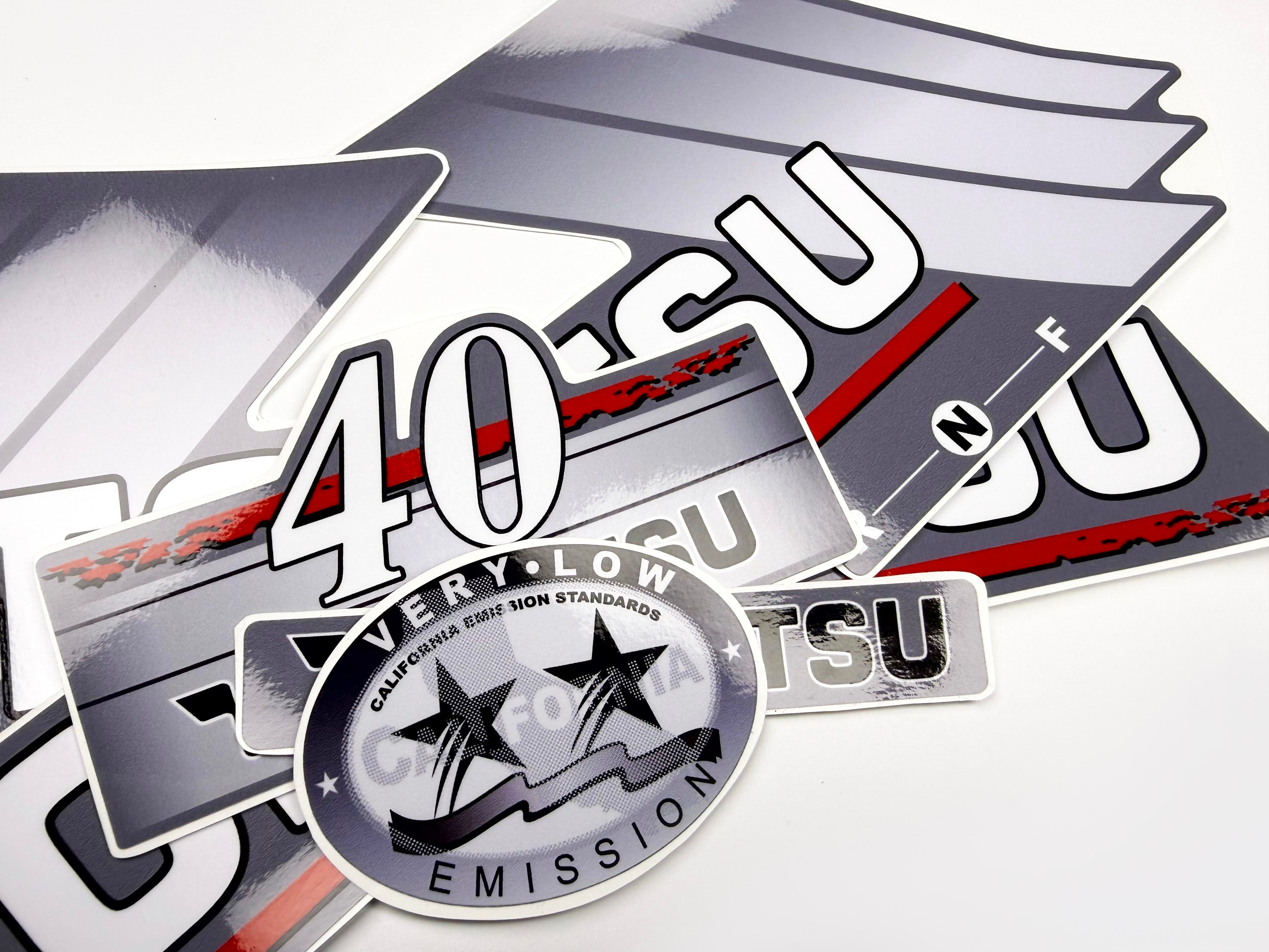 Vinyl graphic grey decals set suitable for Tohatsu 40 hp two stroke outboard engine. Vinyl stickers kit for Tohatsu 40 hp two stroke Handmade