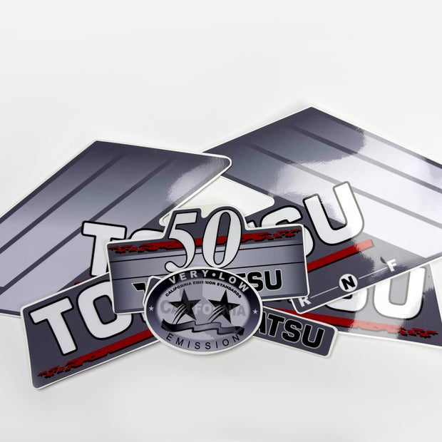 Vinyl graphic gray decals set suitable for Tohatsu 50 hp two stroke outboard engine. Vinyl stickers kit for Tohatsu 50 hp two stroke Handmade