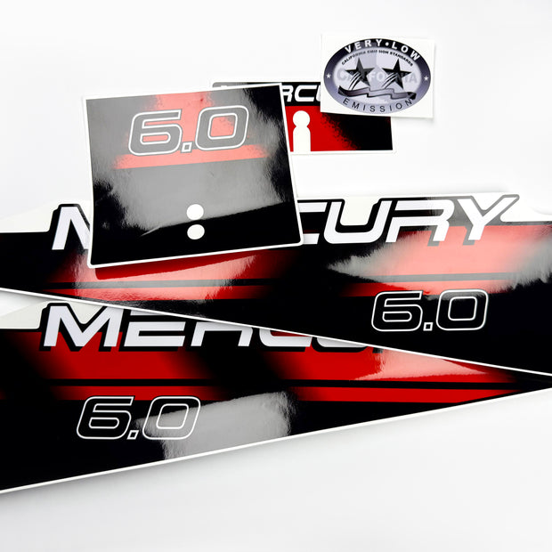 Vinyl graphic red decals set suitable for Mercury 6 hp two stroke outboard engine. Vinyl red stickers kit for Mercury 6 hp two stroke Handmade