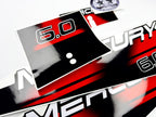 Vinyl graphic red decals set suitable for Mercury 6 hp two stroke outboard engine. Vinyl red stickers kit for Mercury 6 hp two stroke Handmade
