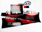 Vinyl graphic red decals set suitable for Mercury 8 hp two stroke outboard engine. Vinyl red stickers kit for Mercury 8 hp two stroke Handmade