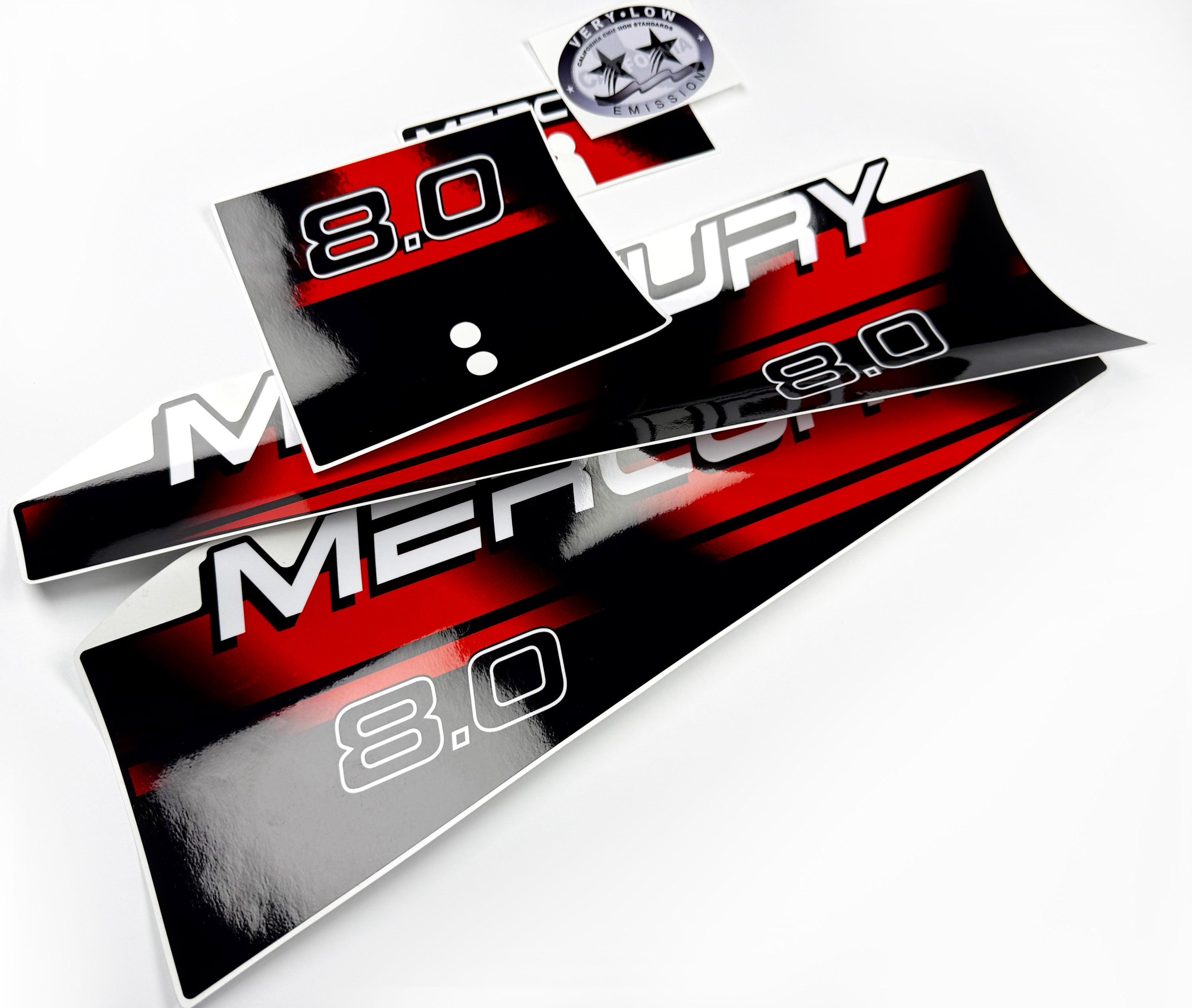 Vinyl graphic red decals set suitable for Mercury 8 hp two stroke outboard engine. Vinyl red stickers kit for Mercury 8 hp two stroke Handmade