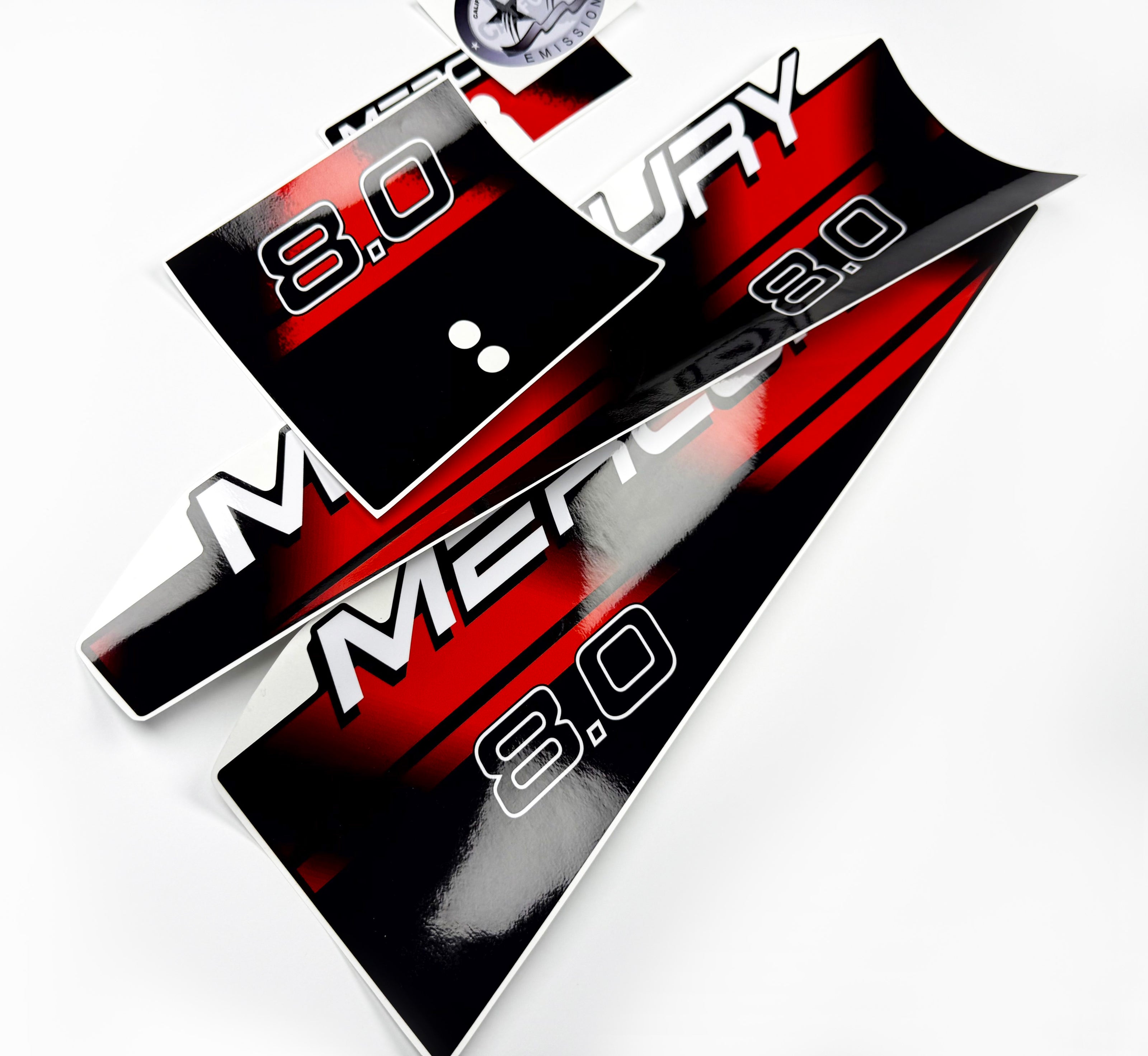 Vinyl graphic red decals set suitable for Mercury 8 hp two stroke outboard engine. Vinyl red stickers kit for Mercury 8 hp two stroke Handmade