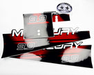 Vinyl graphic red decals set suitable for Mercury 9.9 hp two stroke outboard engine. Vinyl red stickers kit for Mercury 9.9 hp two stroke Handmade