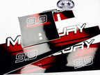 Vinyl graphic red decals set suitable for Mercury 9.9 hp two stroke outboard engine. Vinyl red stickers kit for Mercury 9.9 hp two stroke Handmade