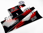 Vinyl graphic red decals set suitable for Mercury 9.9 hp two stroke outboard engine. Vinyl red stickers kit for Mercury 9.9 hp two stroke Handmade