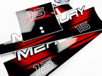 Vinyl graphic red decals set suitable for Mercury 15 hp two stroke outboard engine. Vinyl red stickers kit for Mercury 15 hp two stroke Handmade